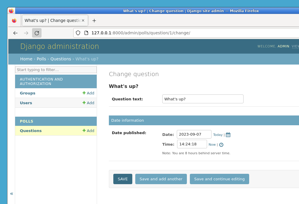 Admin form with fieldsets