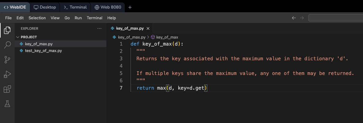 代码编辑器中的 key_of_max 函数