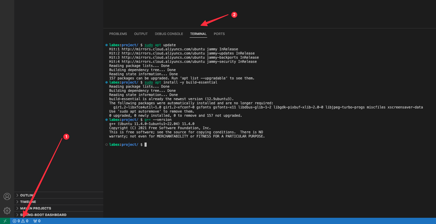 Terminal update command output