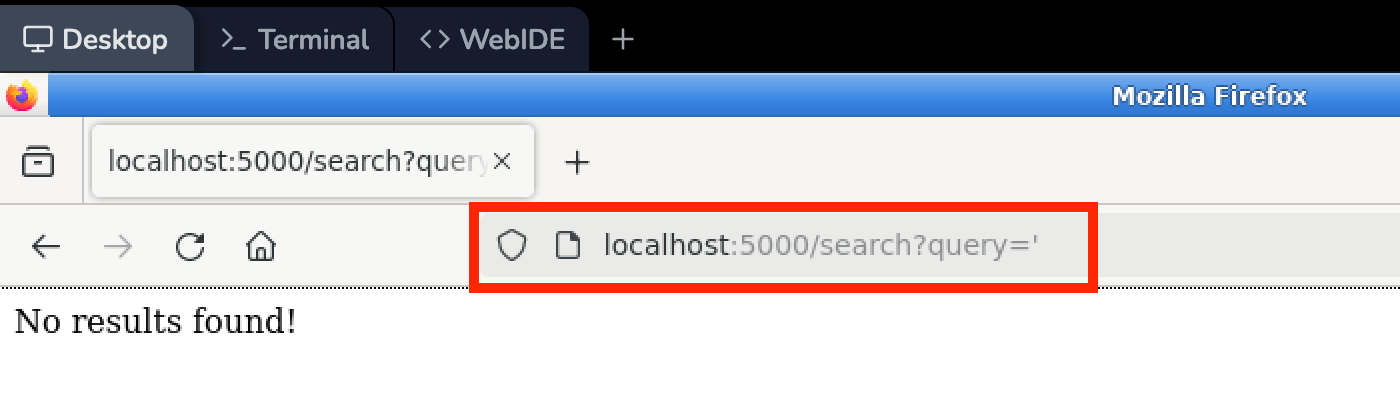 Test de saisie dans la boîte de recherche
