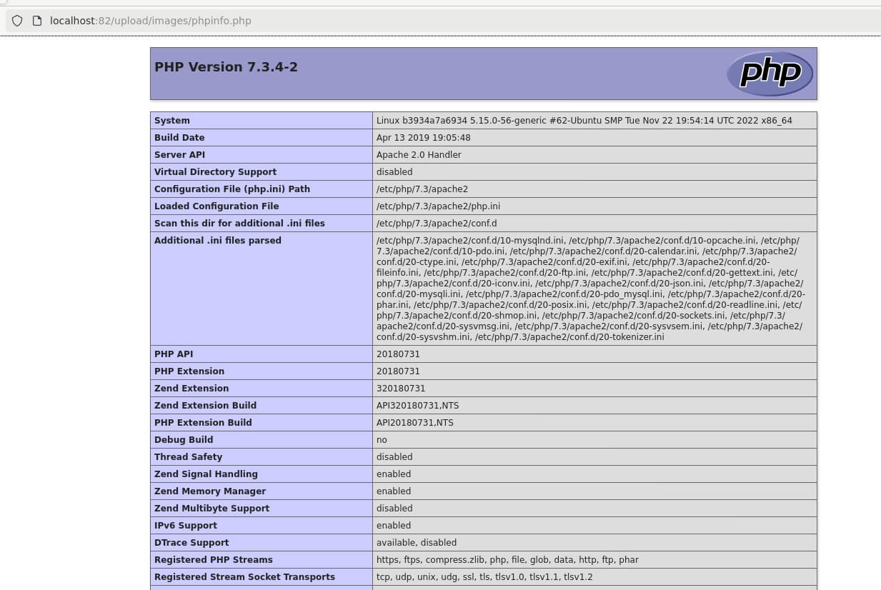 phpinfo output display