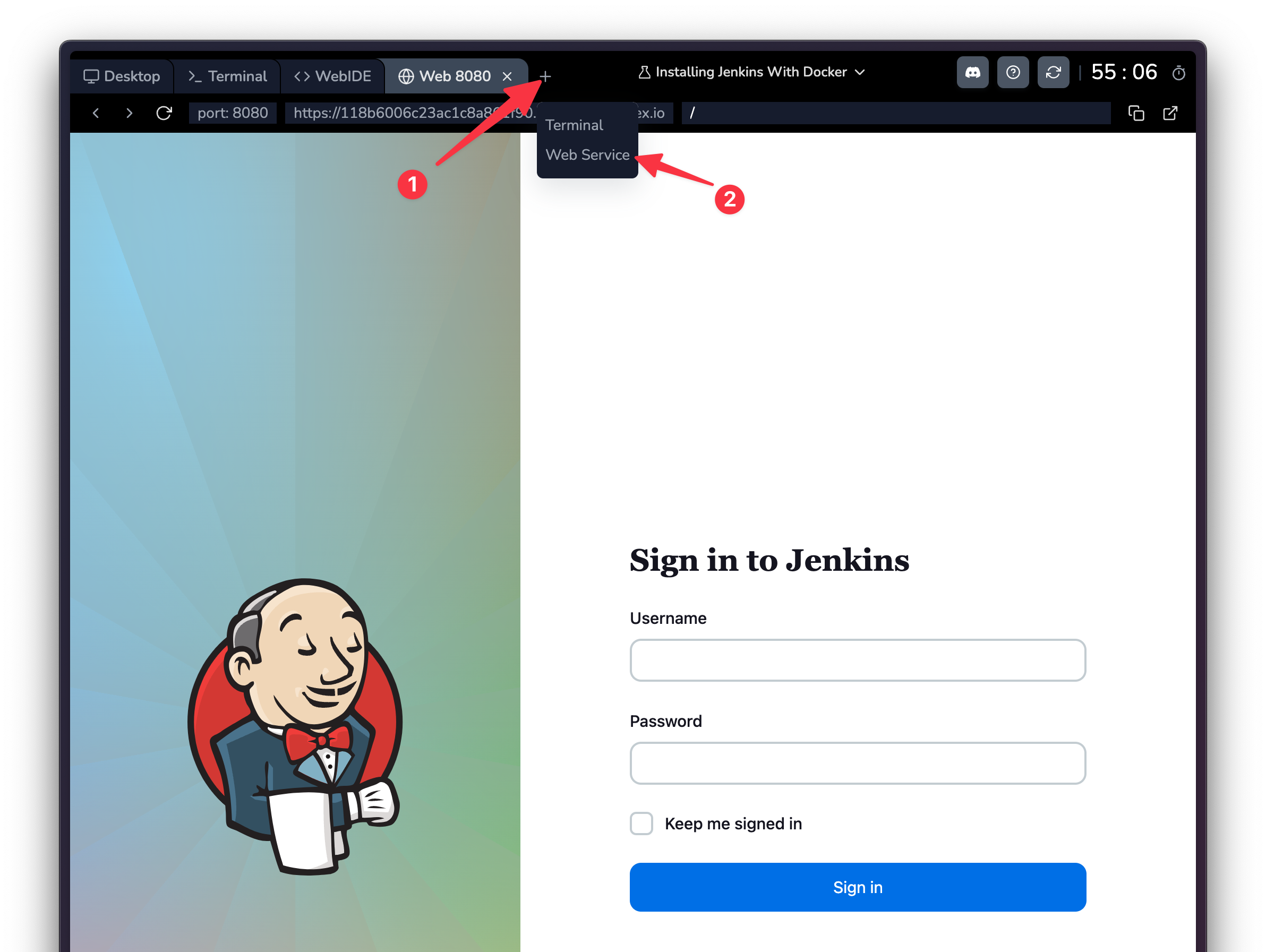 Creating Jenkins web service tab