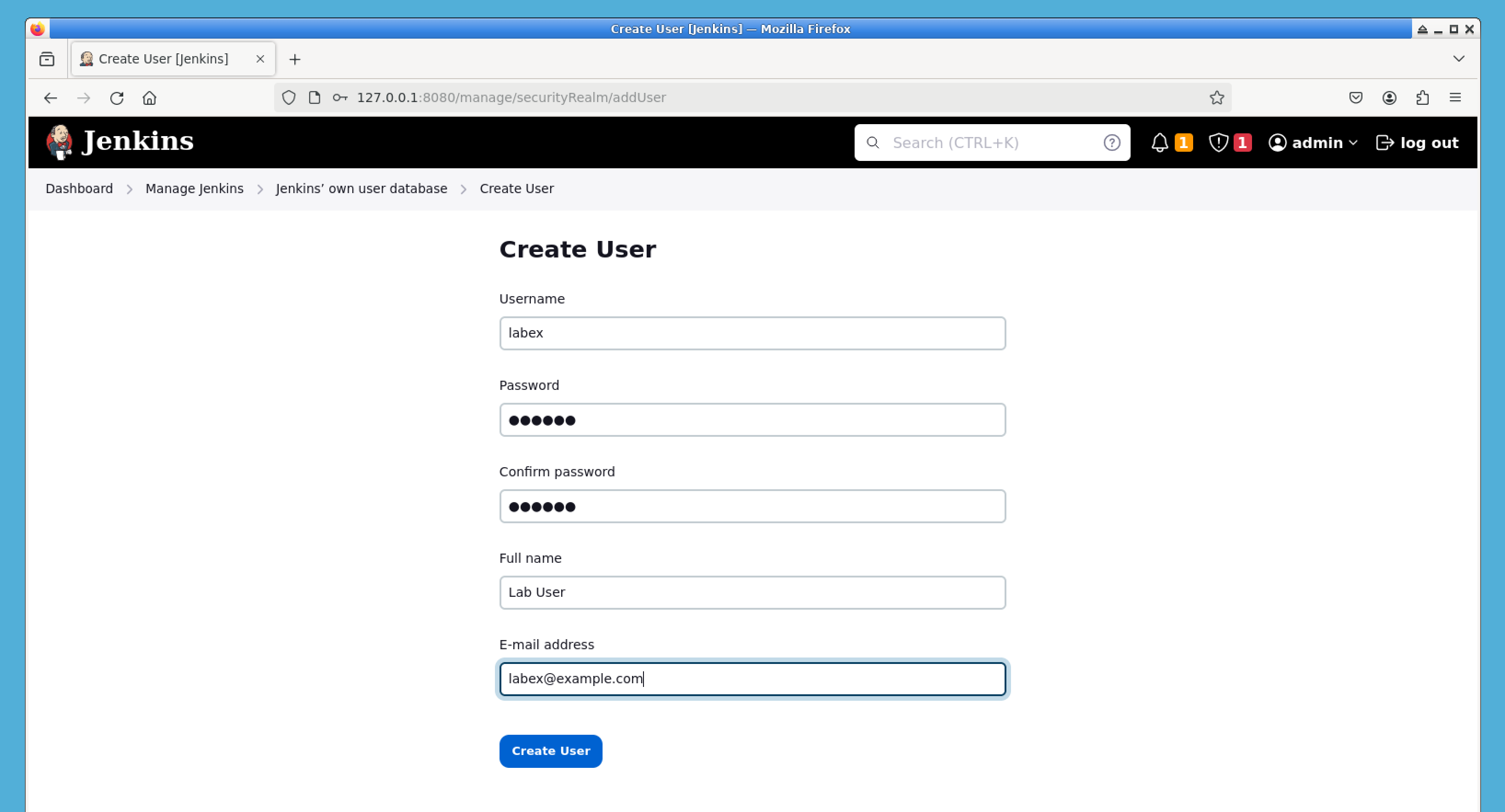 Create User Form