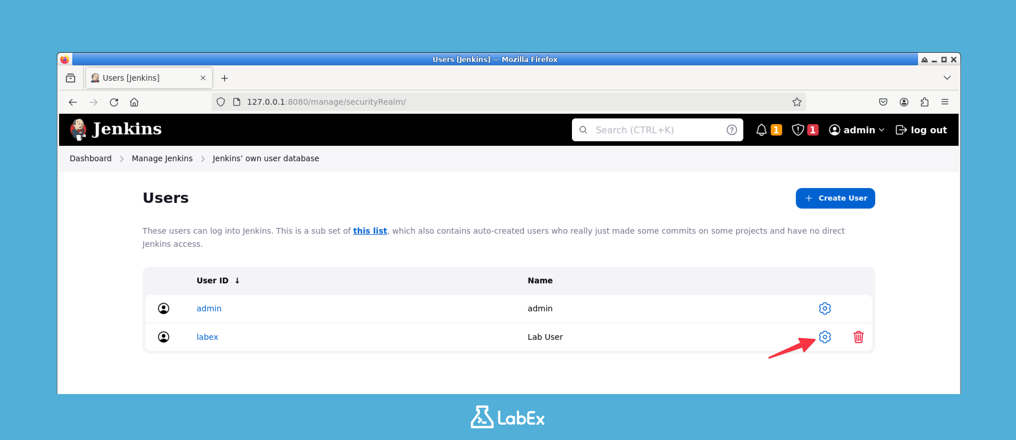 User List with Gear Icon
