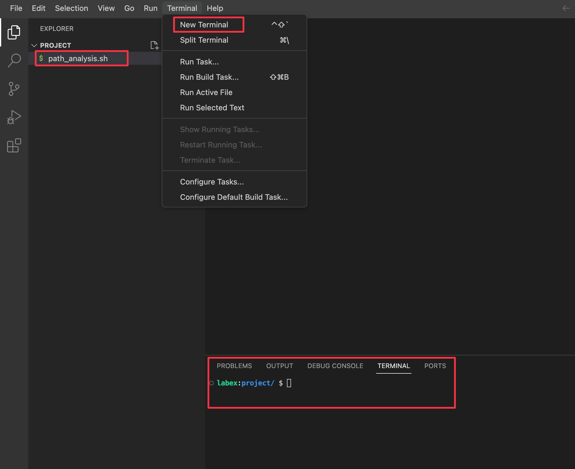 Terminal running path analysis script