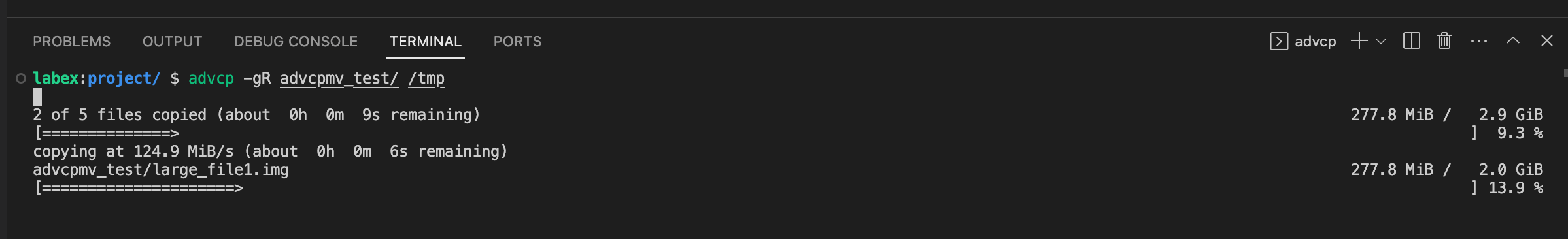 cp command progress bar