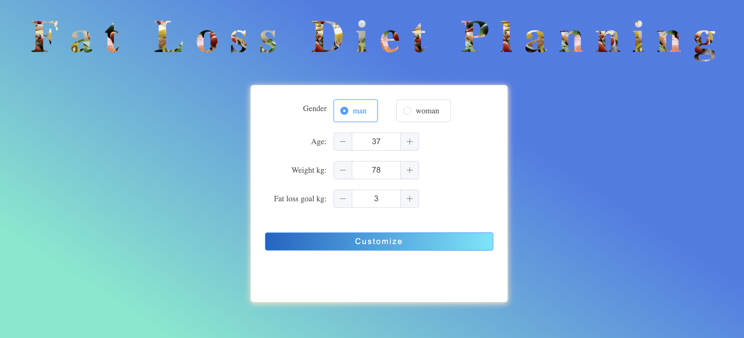 Burn Your Calories Customizable Diet Plan for Weight Loss LabEx