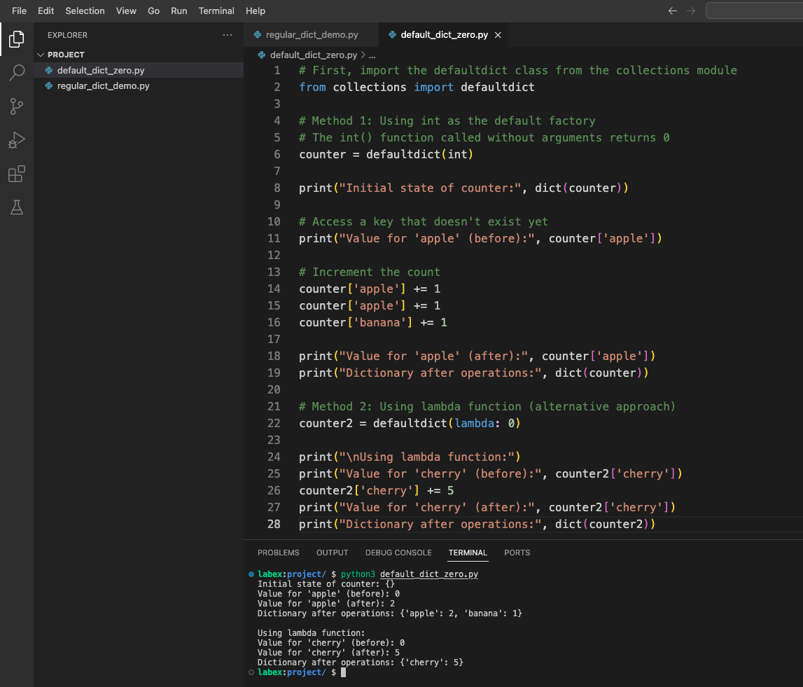 Default Dict Zero