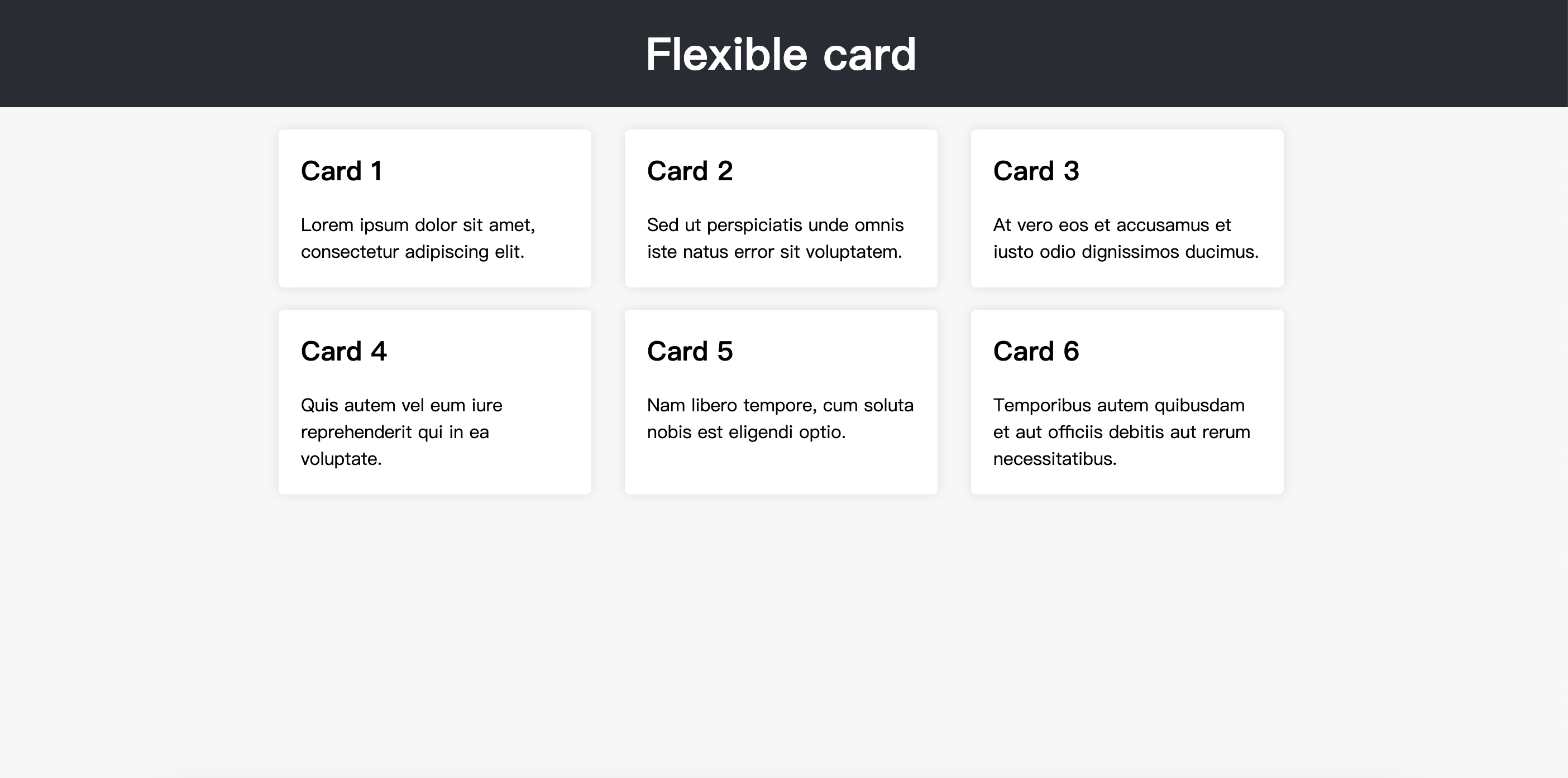 Flexible card layout preview