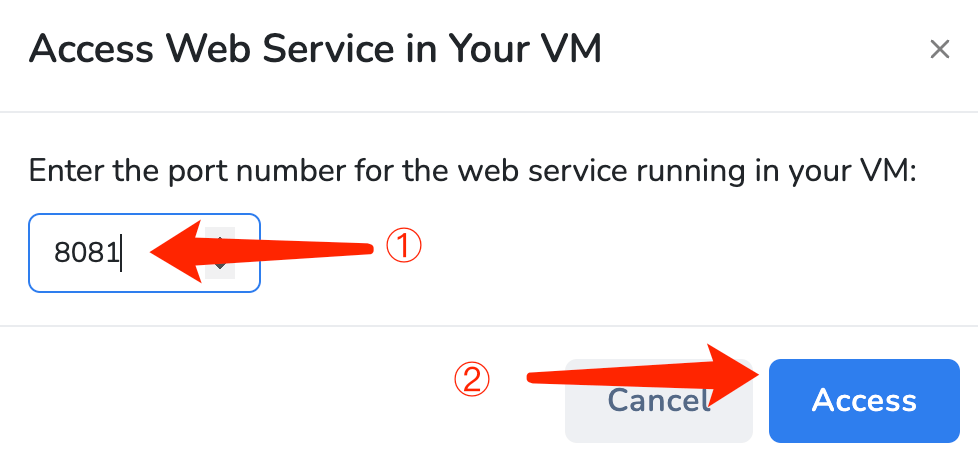 Entrer le port et accéder au serveur web