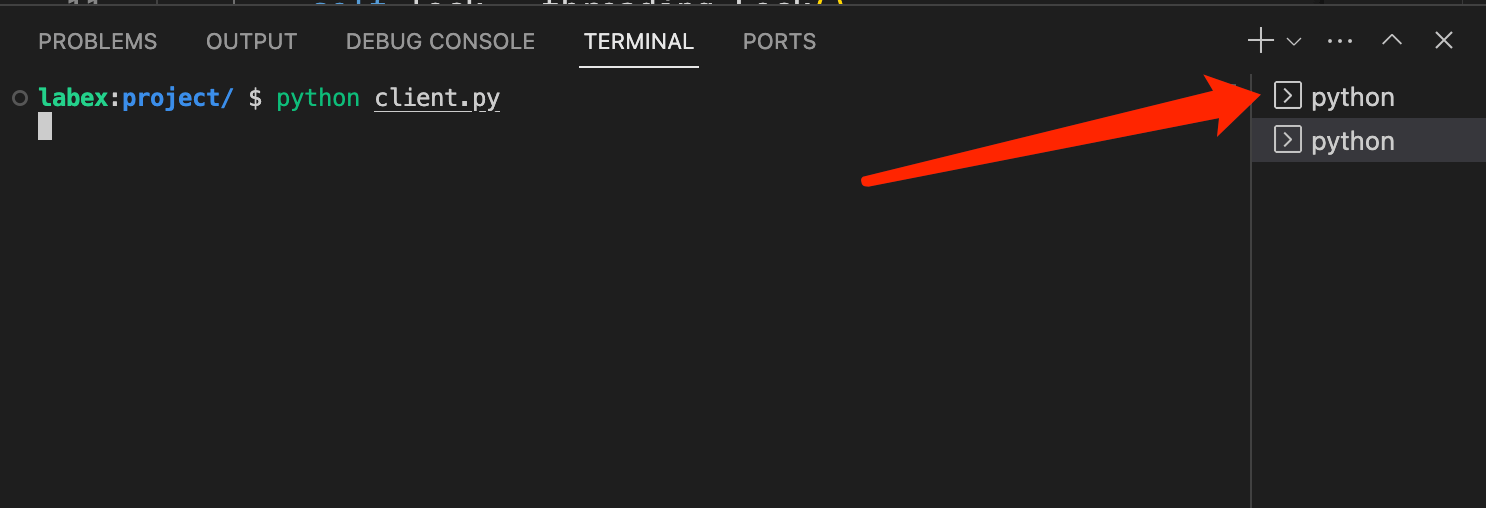 Server terminal with client selection