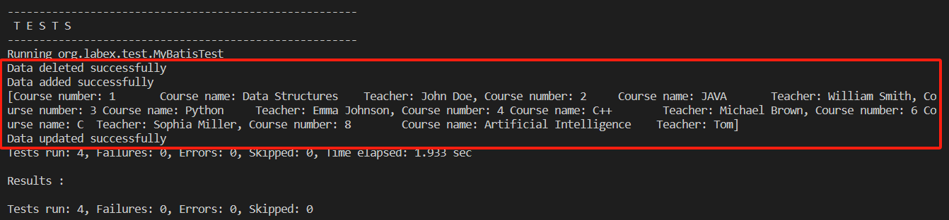 Course schedule table preview