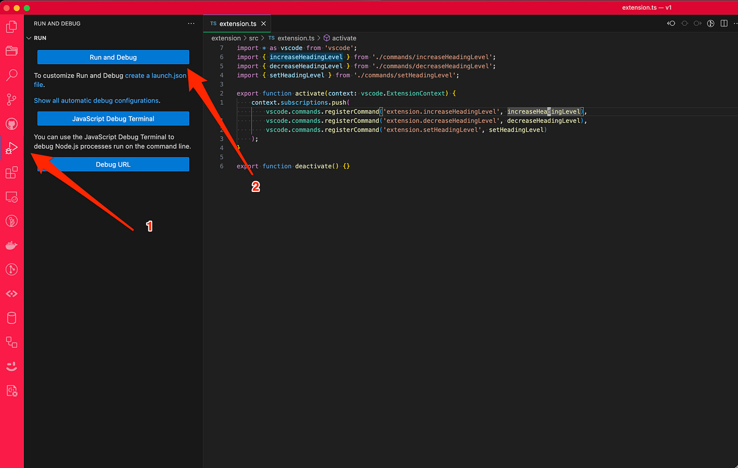 Run and Debug panel