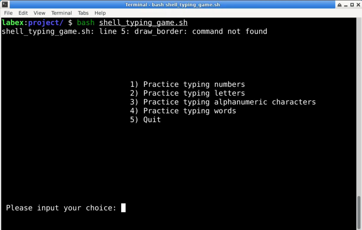 Shell Typing Game