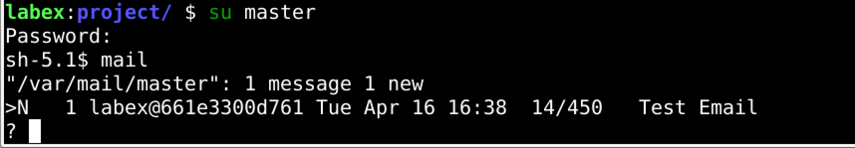 Terminal email inbox view