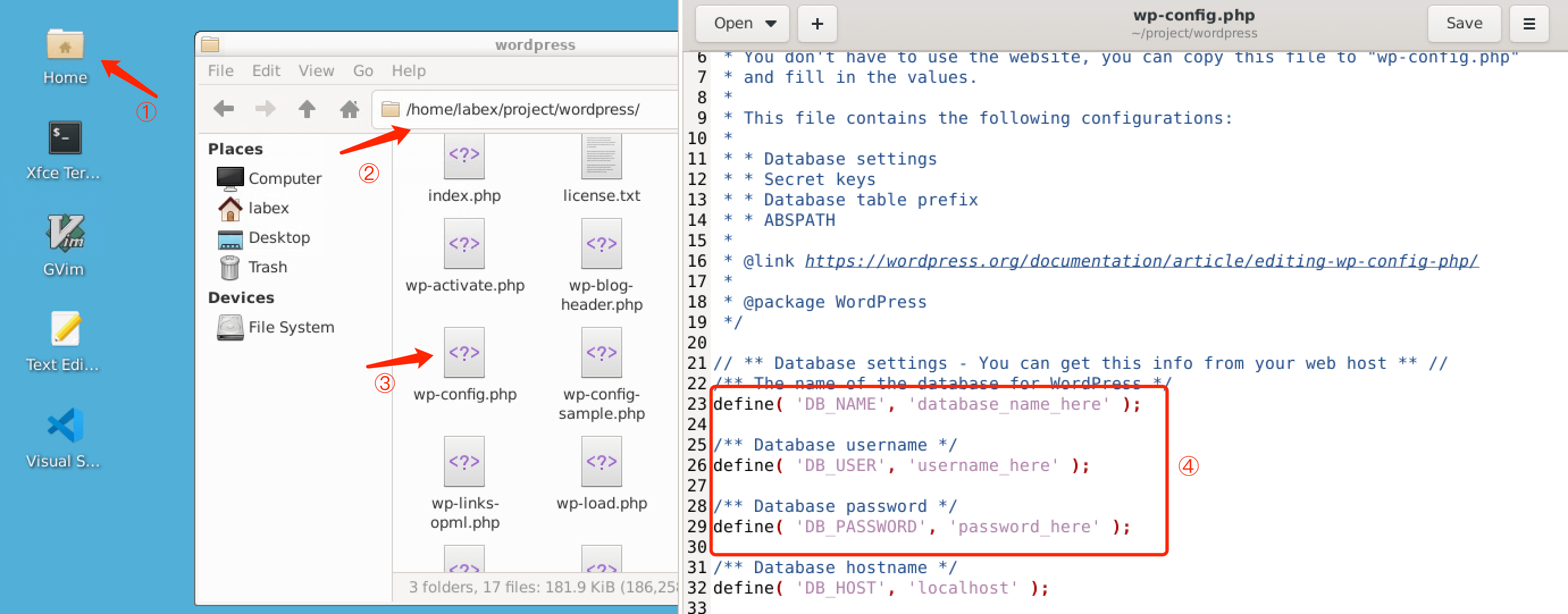 WordPress database configuration file