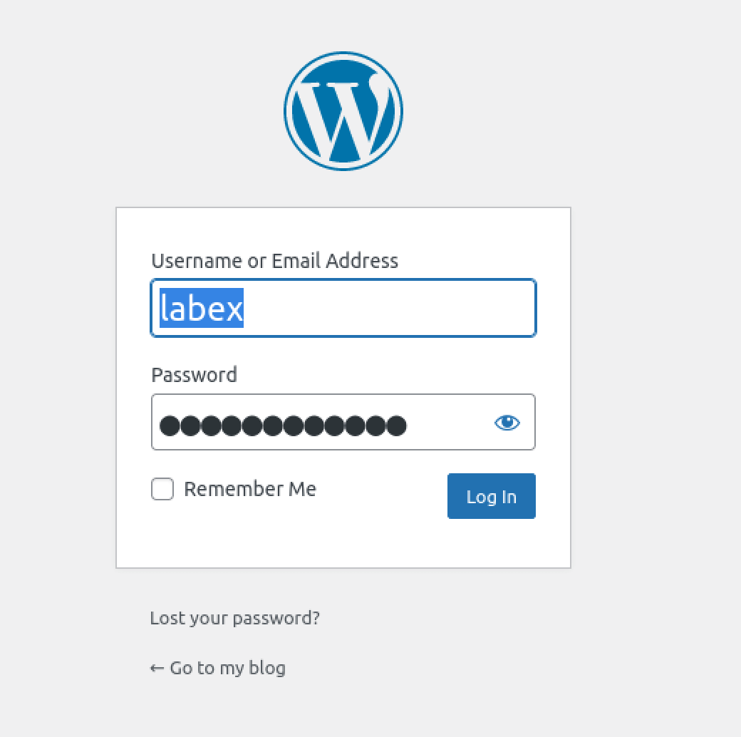 WordPress login screen