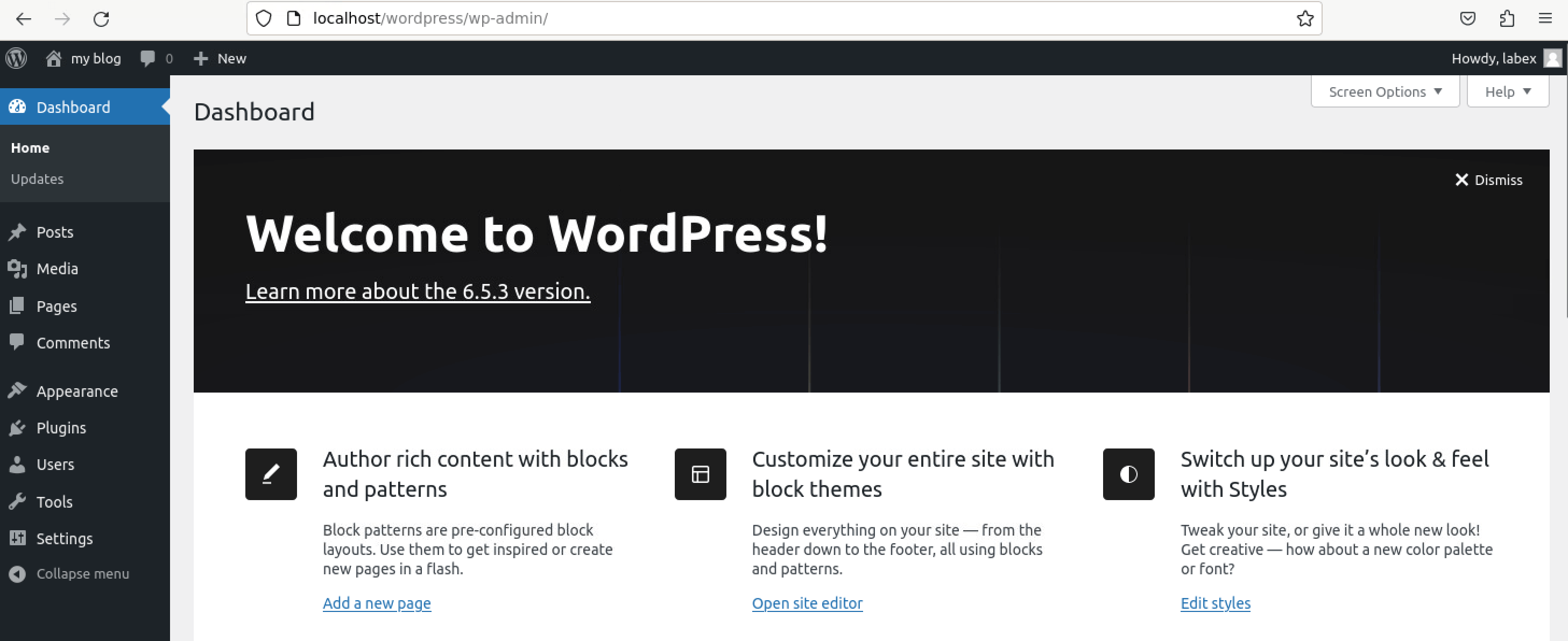 LAMP stack admin interface