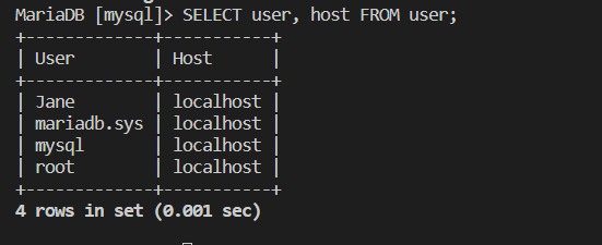 Vista previa de creación de usuario de MySQL