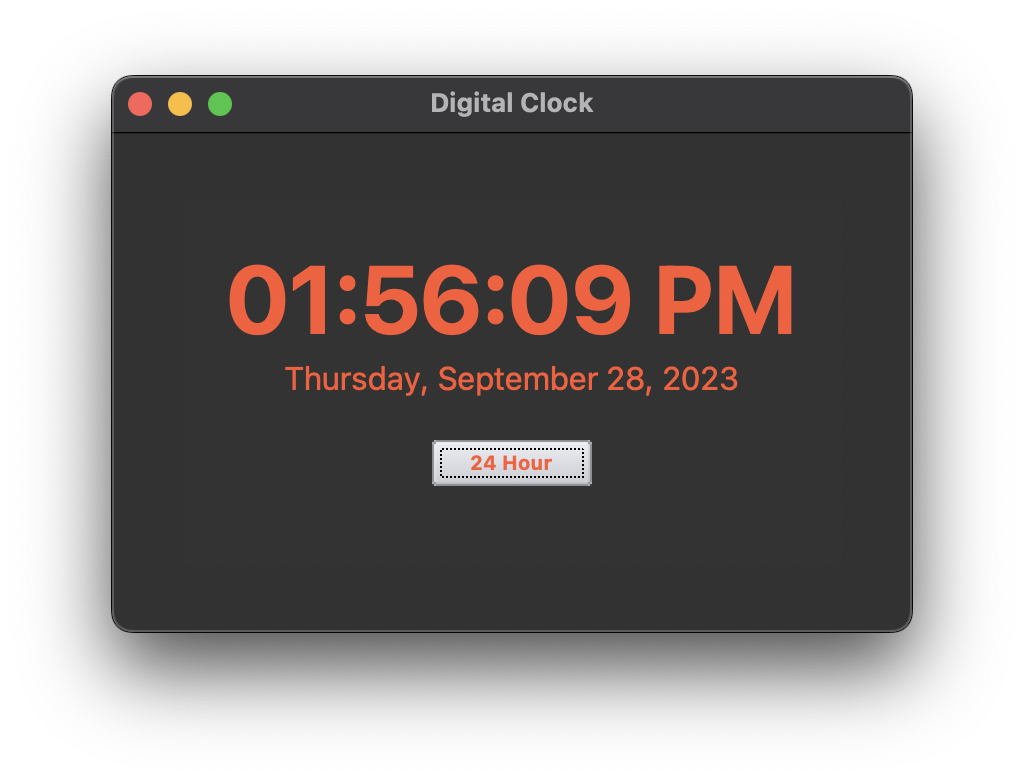 Vorschau der digitalen Uhr-Anwendung