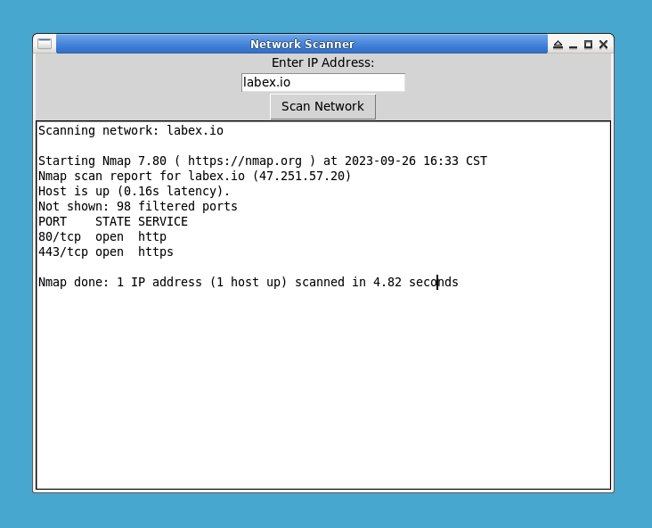 Beispiel einer Netzwerkscanner-GUI