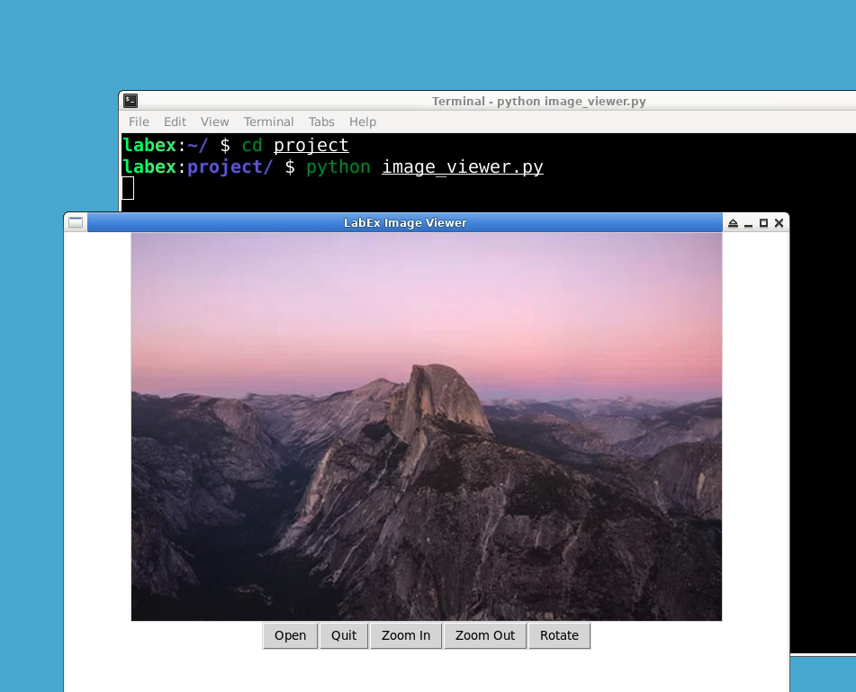 Aperçu de l'application de visionneuse d'images