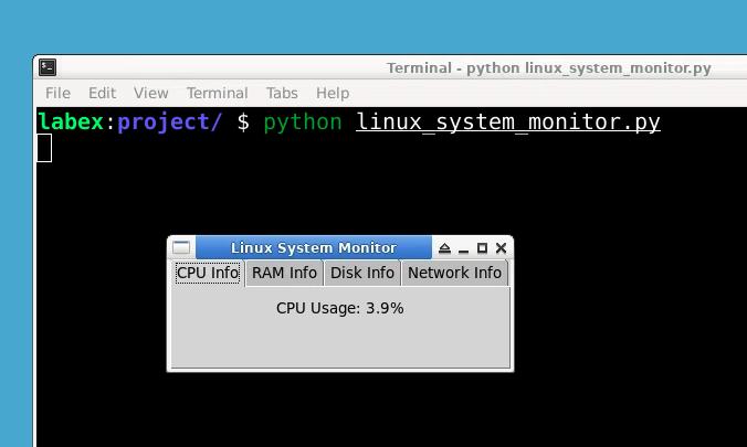 Linux system monitor GUI preview