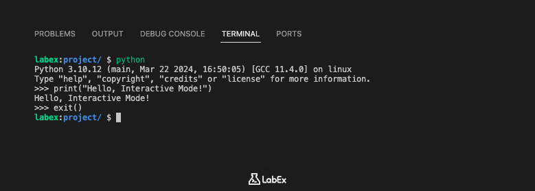 Python-interaktiver Modus im VS Code-Terminal
