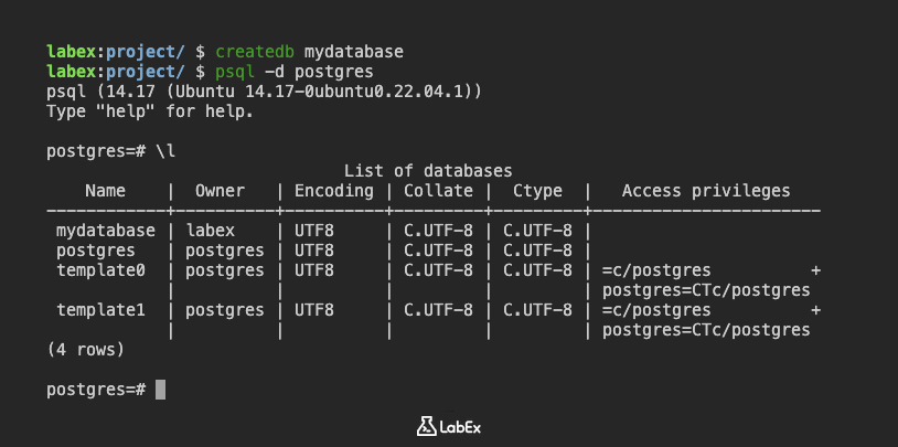 Liste der Datenbanken in PostgreSQL
