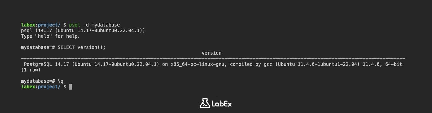 Output of SELECT version command
