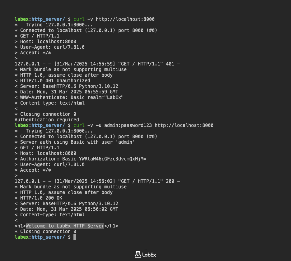 Successful authentication test