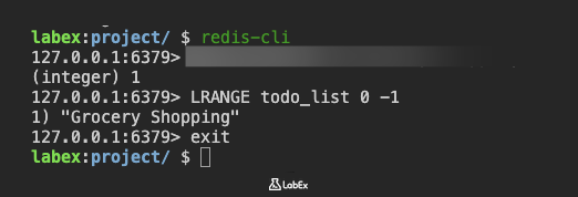 Redis To-Do list item added