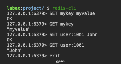Redis CLI session screenshot