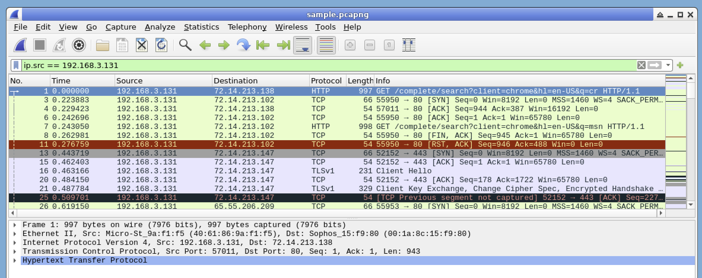 Wireshark IP Address Filter Example