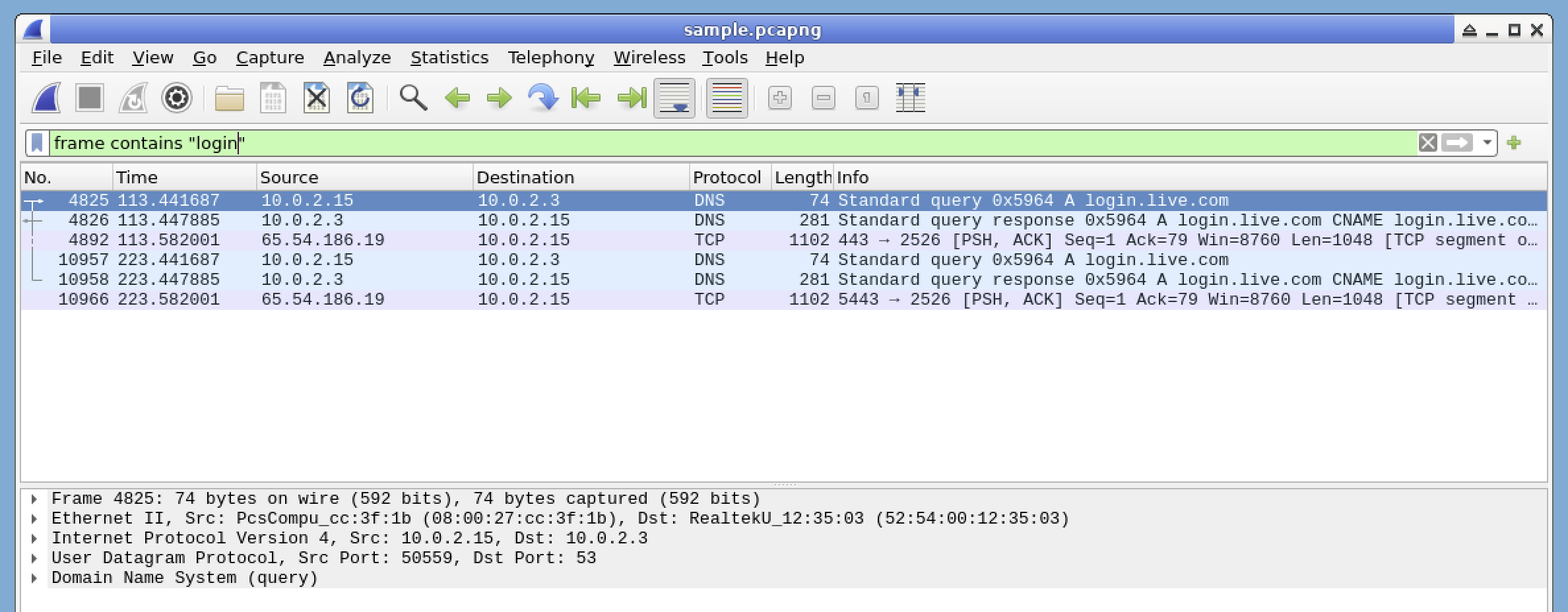 Wireshark Password Filter Example