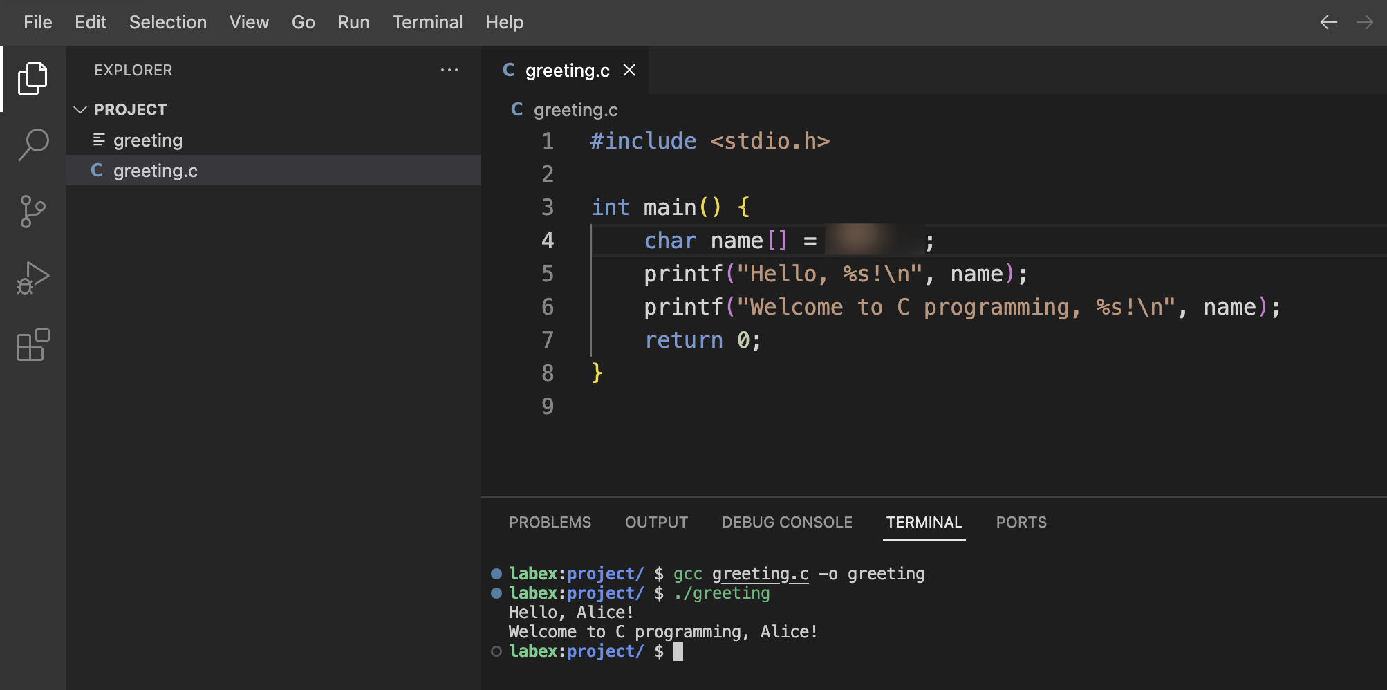 Example program output