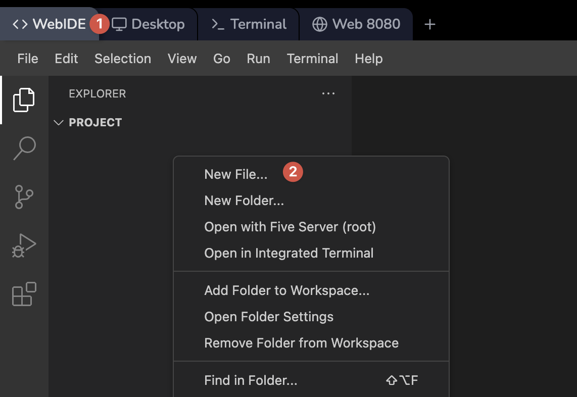 Screenshot der WebIDE-Oberfläche