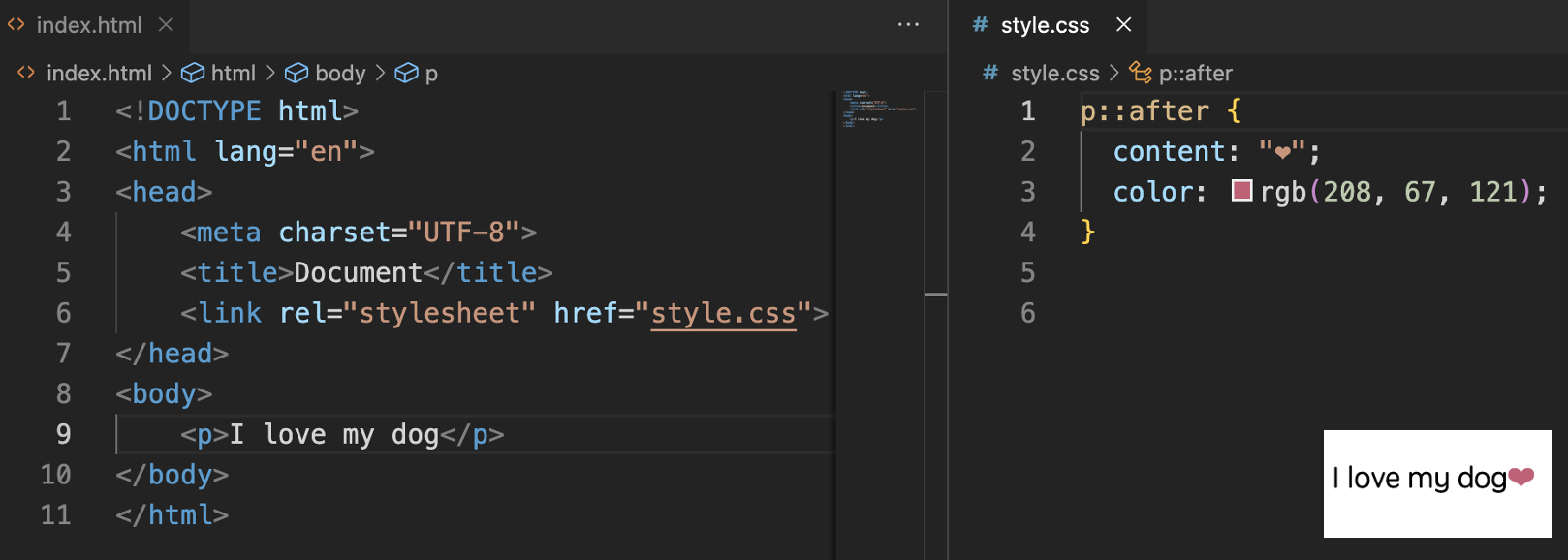 CSS after pseudo element example