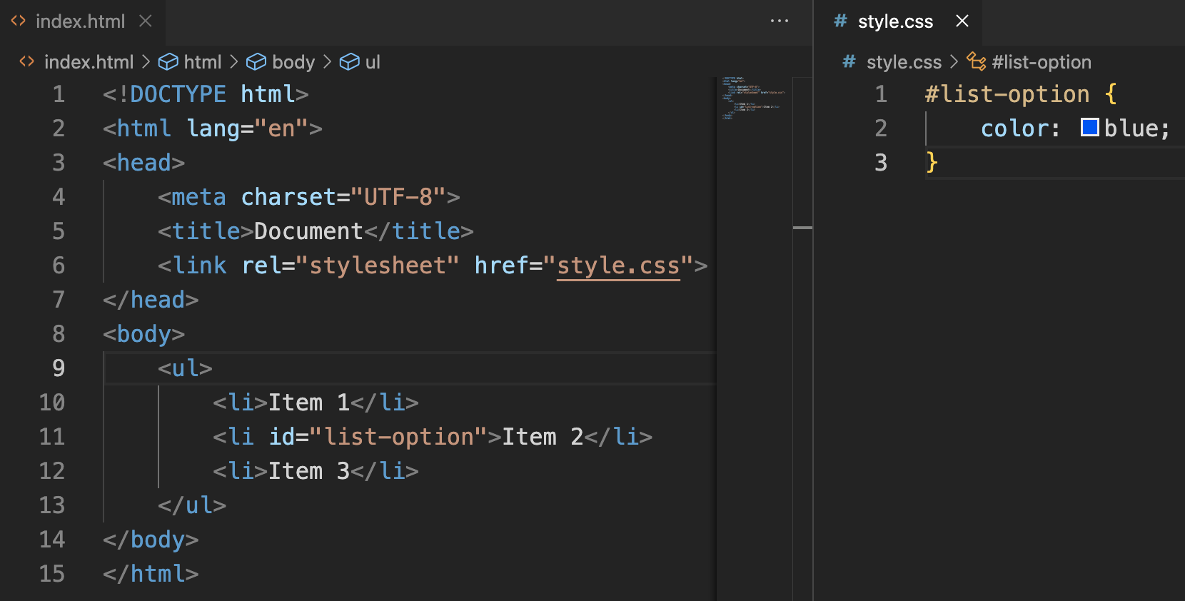 Ejemplo de selector de ID CSS