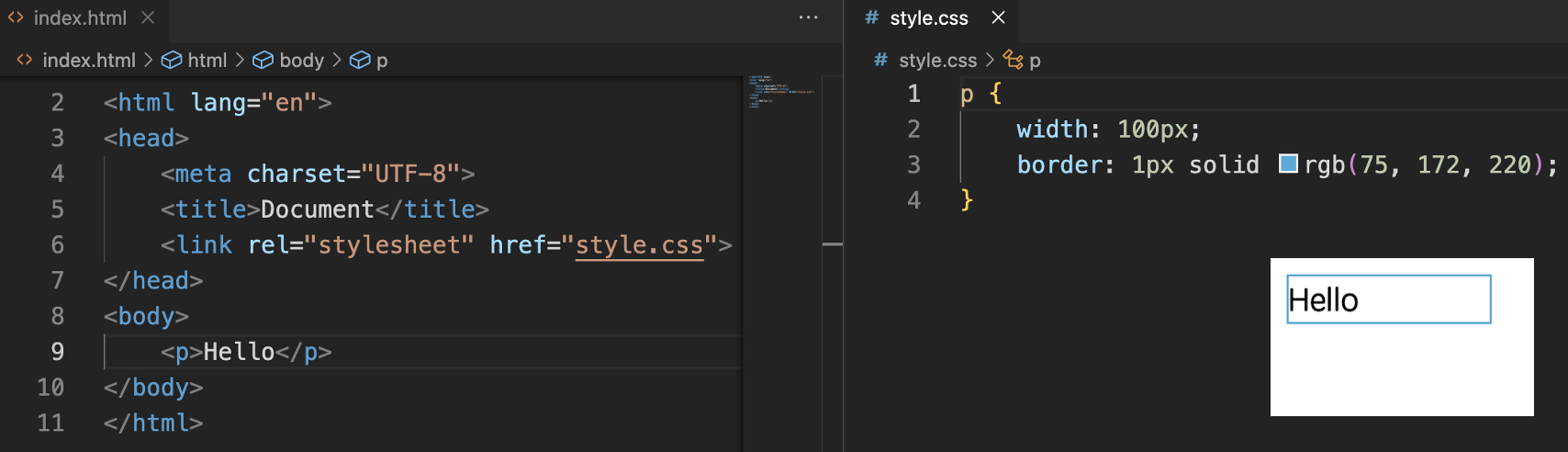 CSS境界線の例のコード