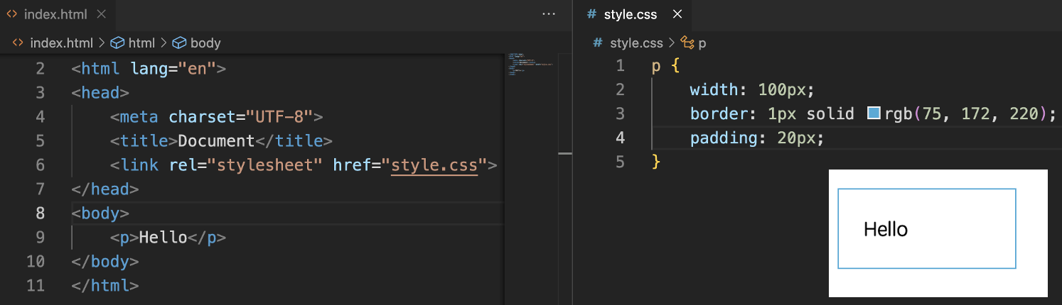 CSSパディングの例の図解