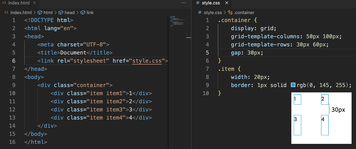 CSS grid gap example