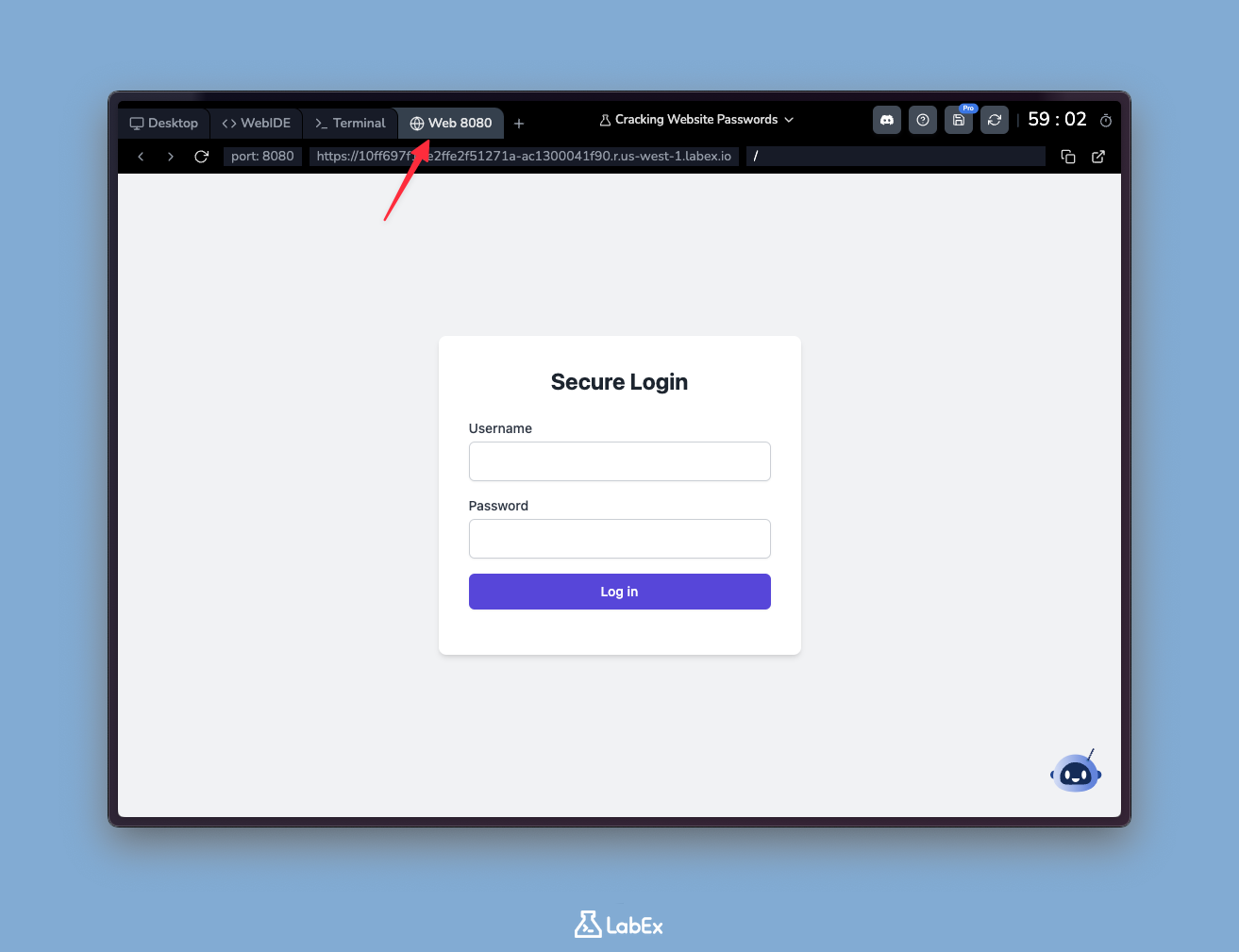 LabEx 浏览器标签页