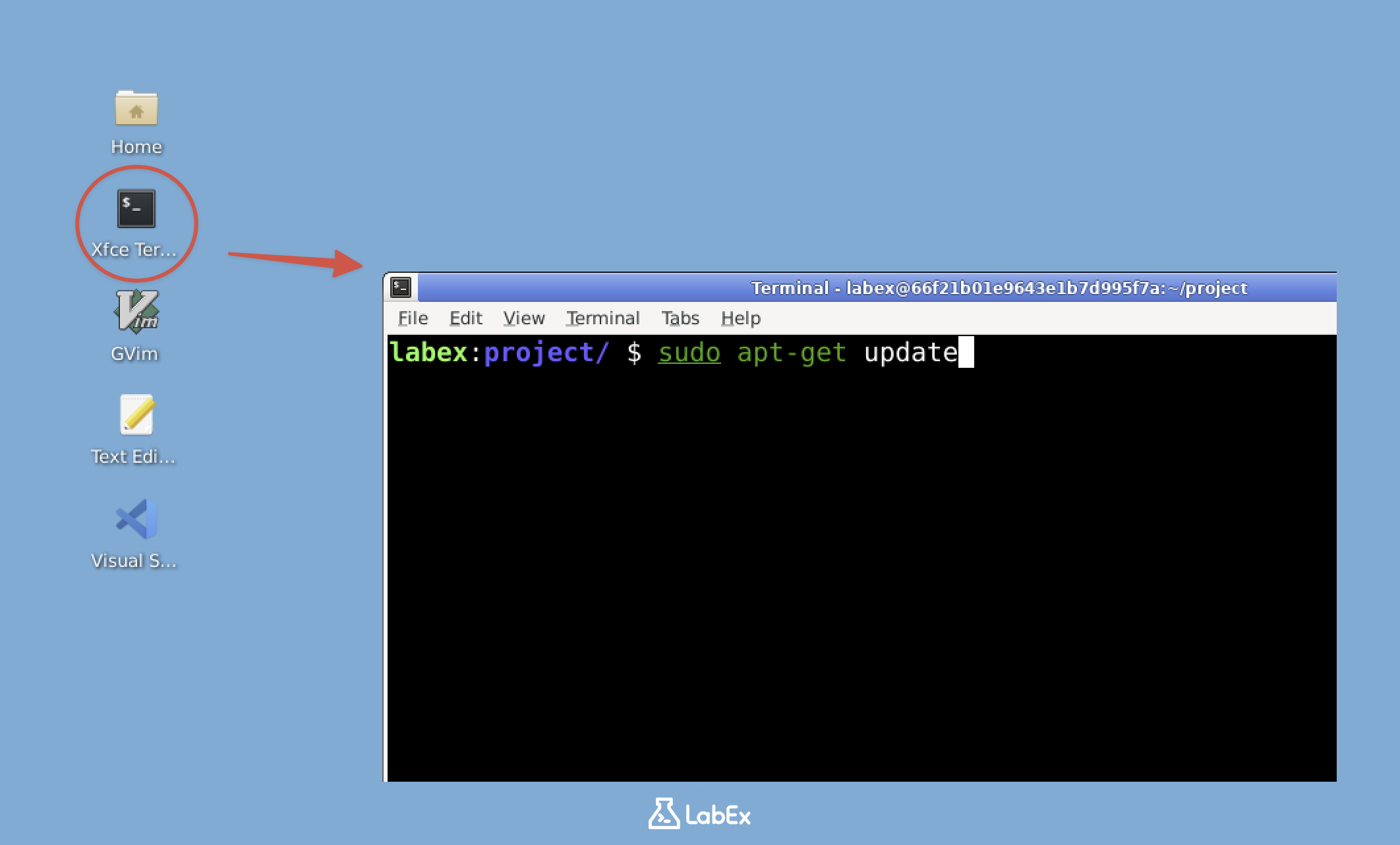 Окно терминала Xfce