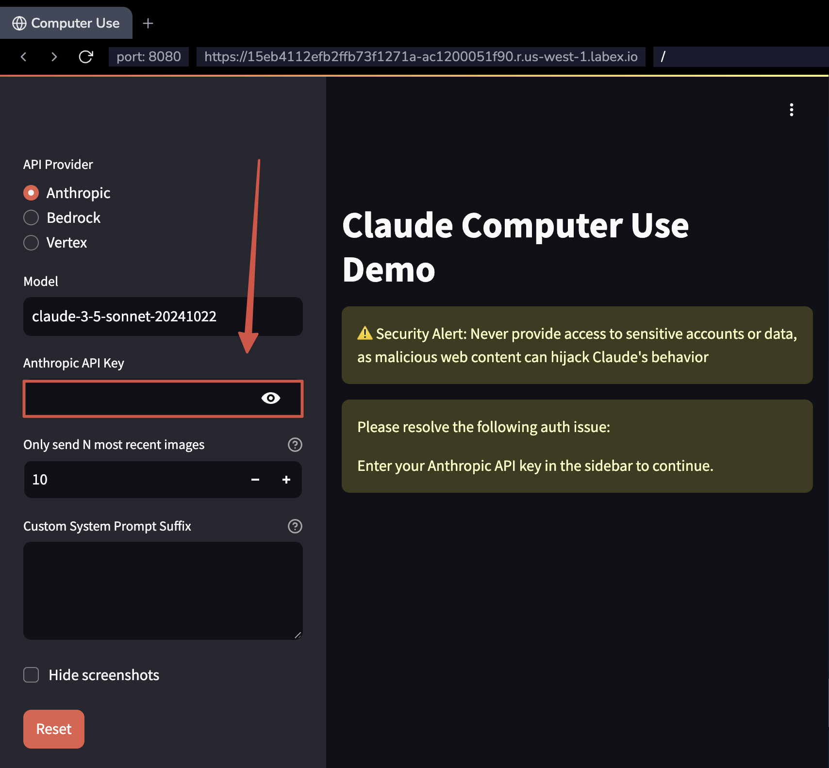 Settings Panel