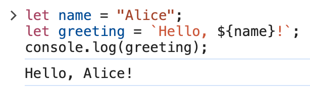 Template string example code