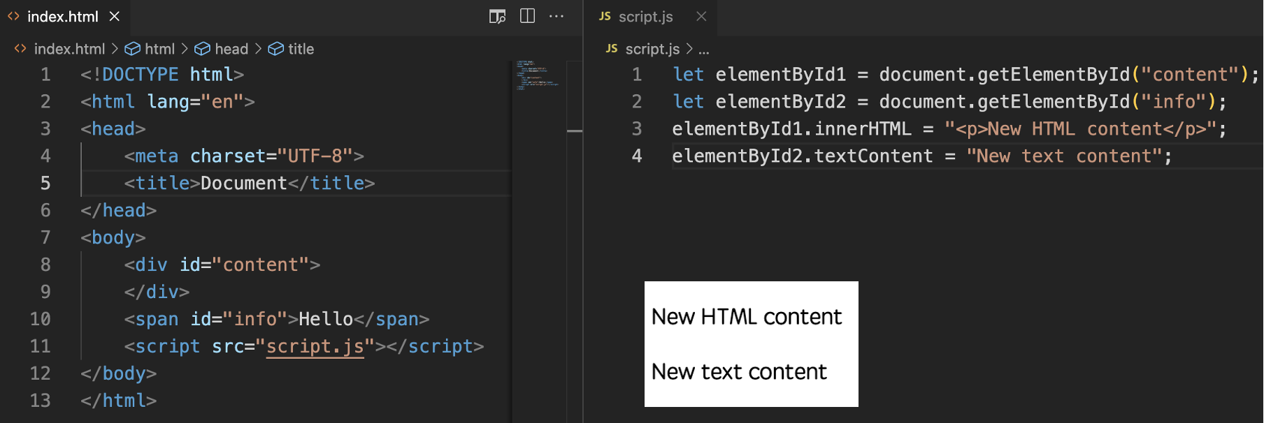 DOM content modification example
