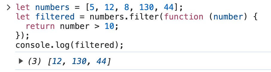 Filter method example output