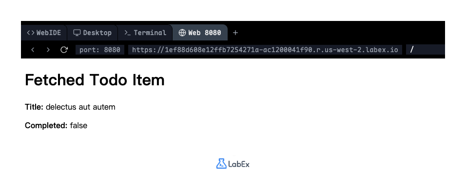 Web server running in terminal and preview tab
